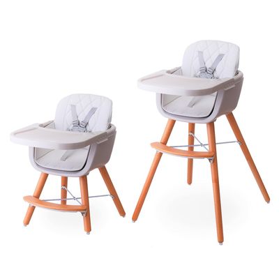 Teknum - Premium Dual Height Wooden High Chair - White